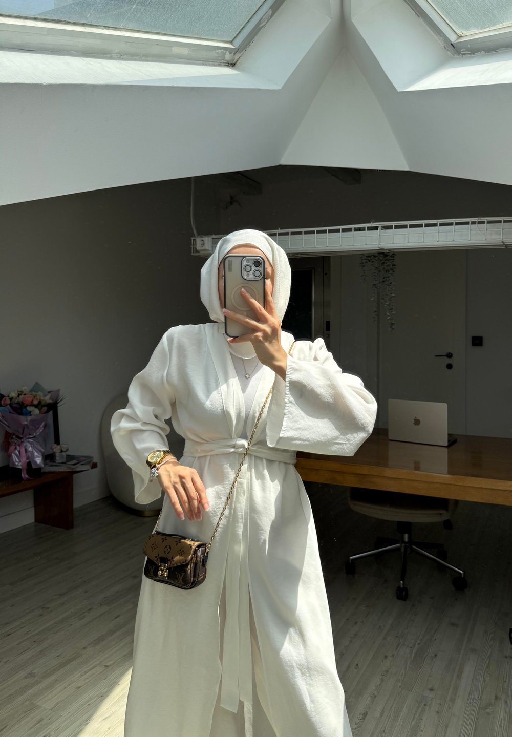 Pera İkili Tensel Kimono Takım - Beyaz 