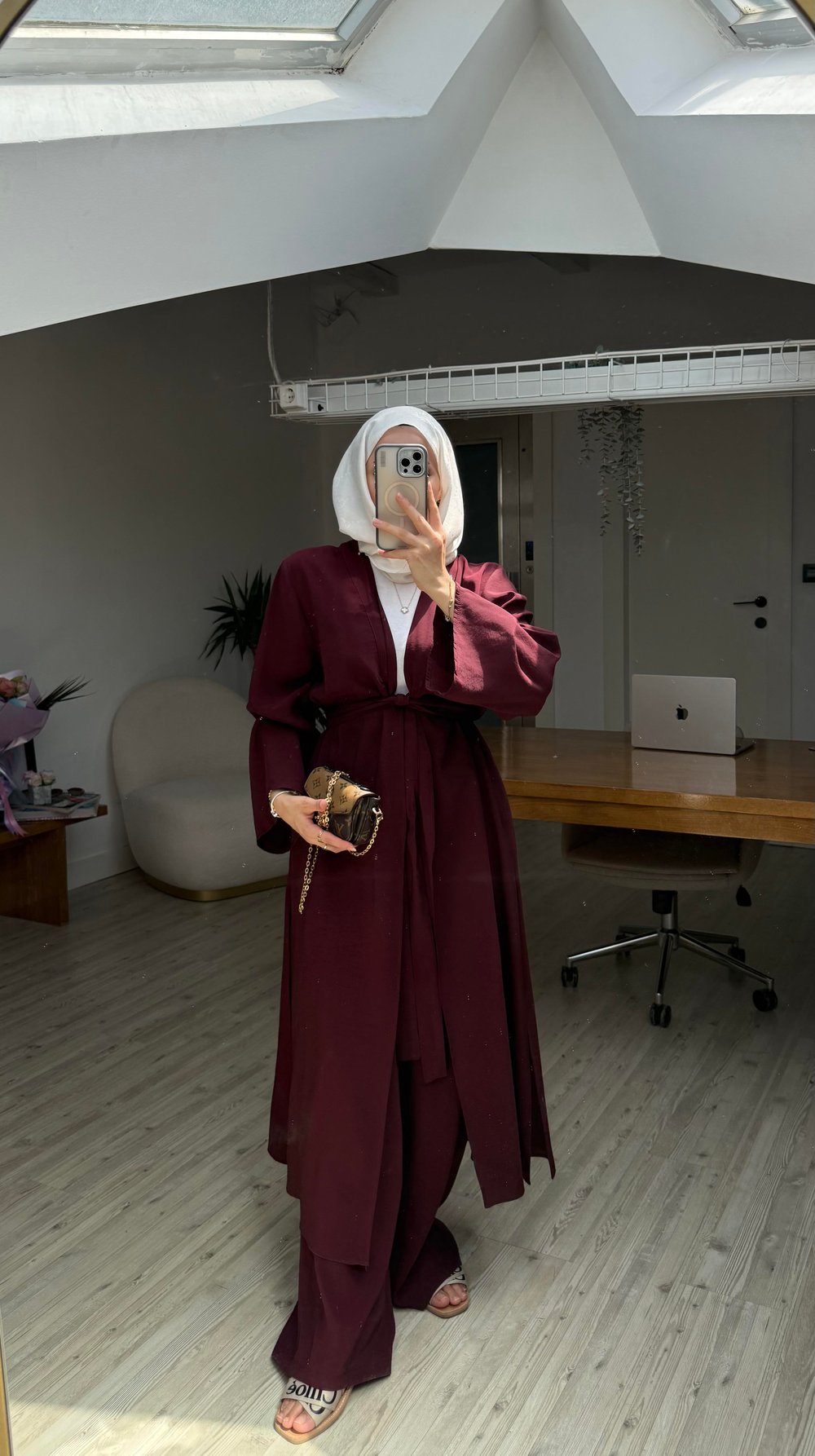 Pera İkili Tensel Kimono Takım - Bordo