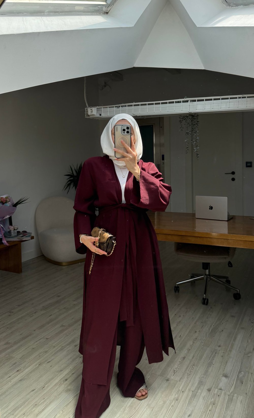 Pera İkili Tensel Kimono Takım - Bordo