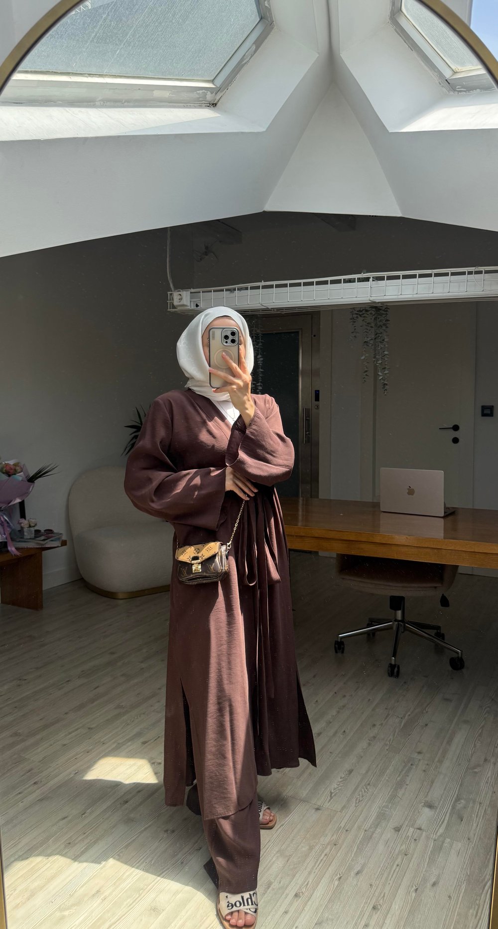 Pera İkili Tensel Kimono Takım - Kahverengi 