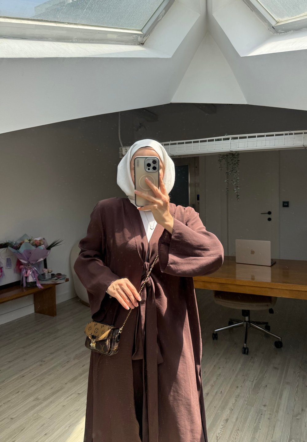Pera İkili Tensel Kimono Takım - Kahverengi 