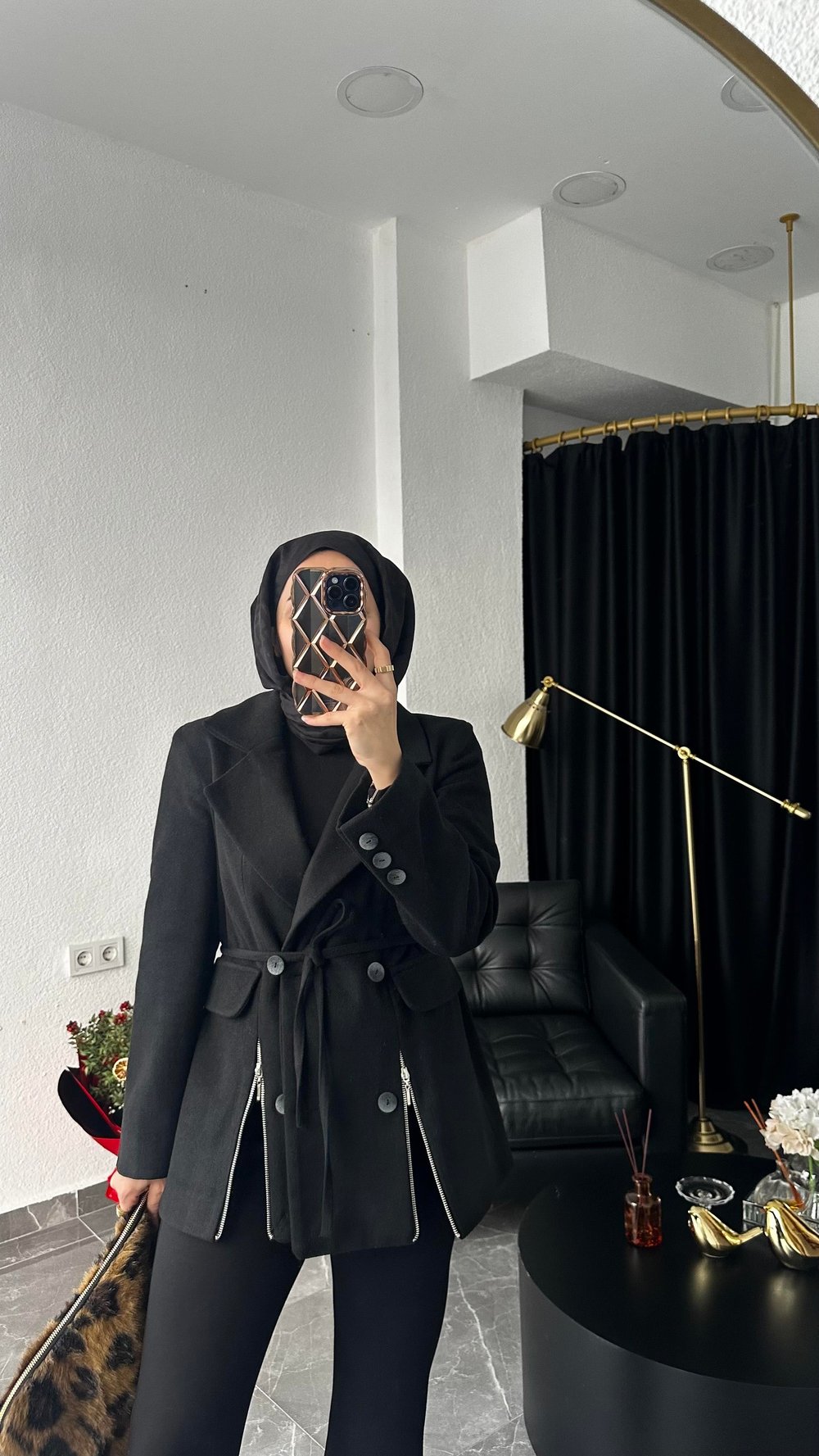 Premium Tasarım Kaşe Ceket-Siyah