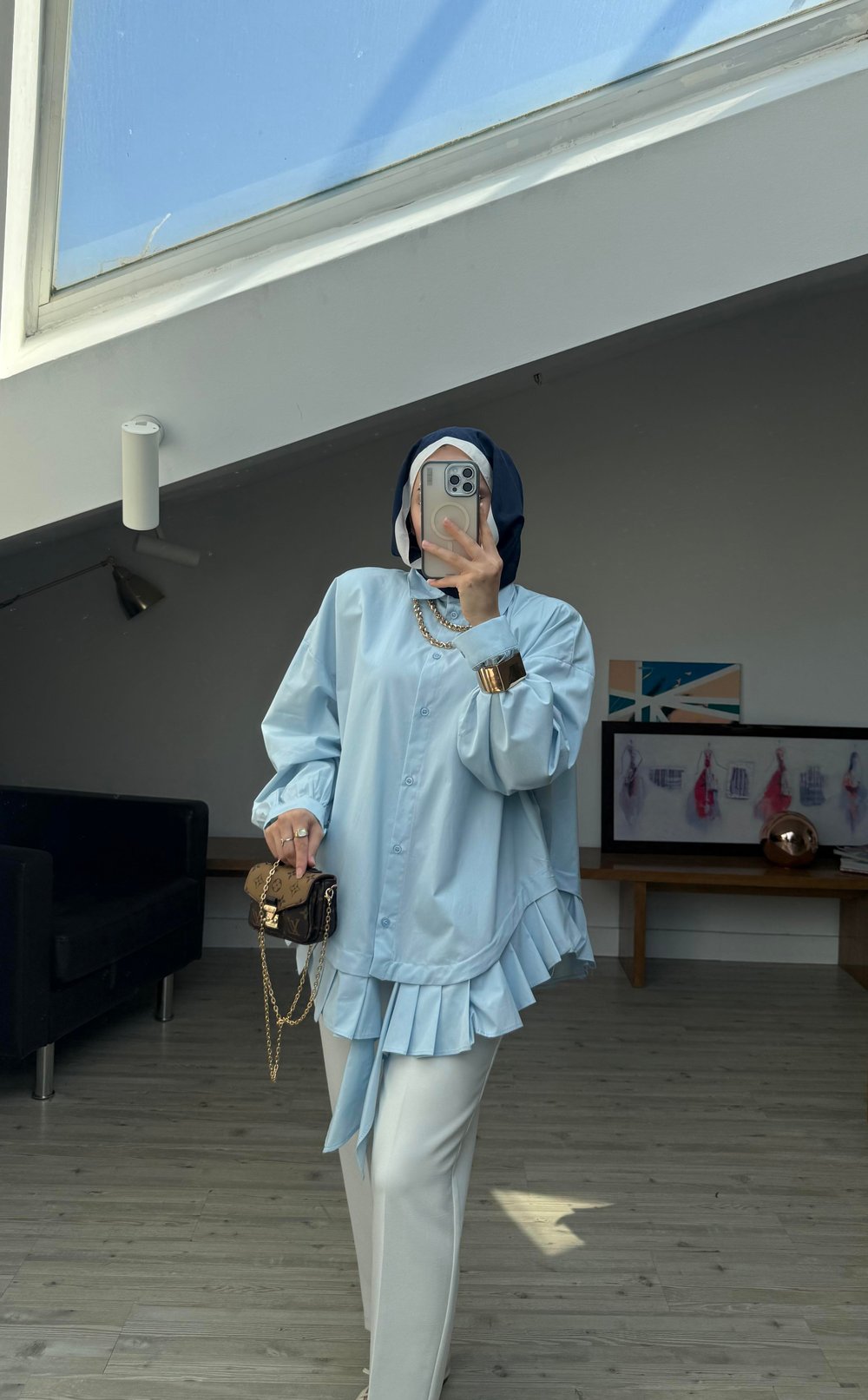 Sadna Tasarım Gömlek-Mavi