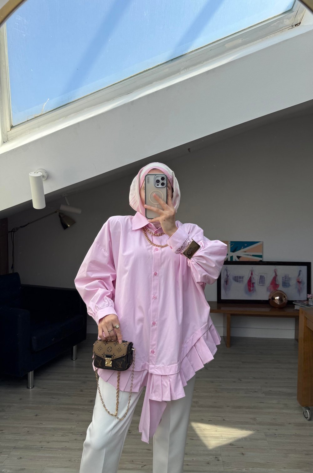 Sadna Tasarım Gömlek-Pembe