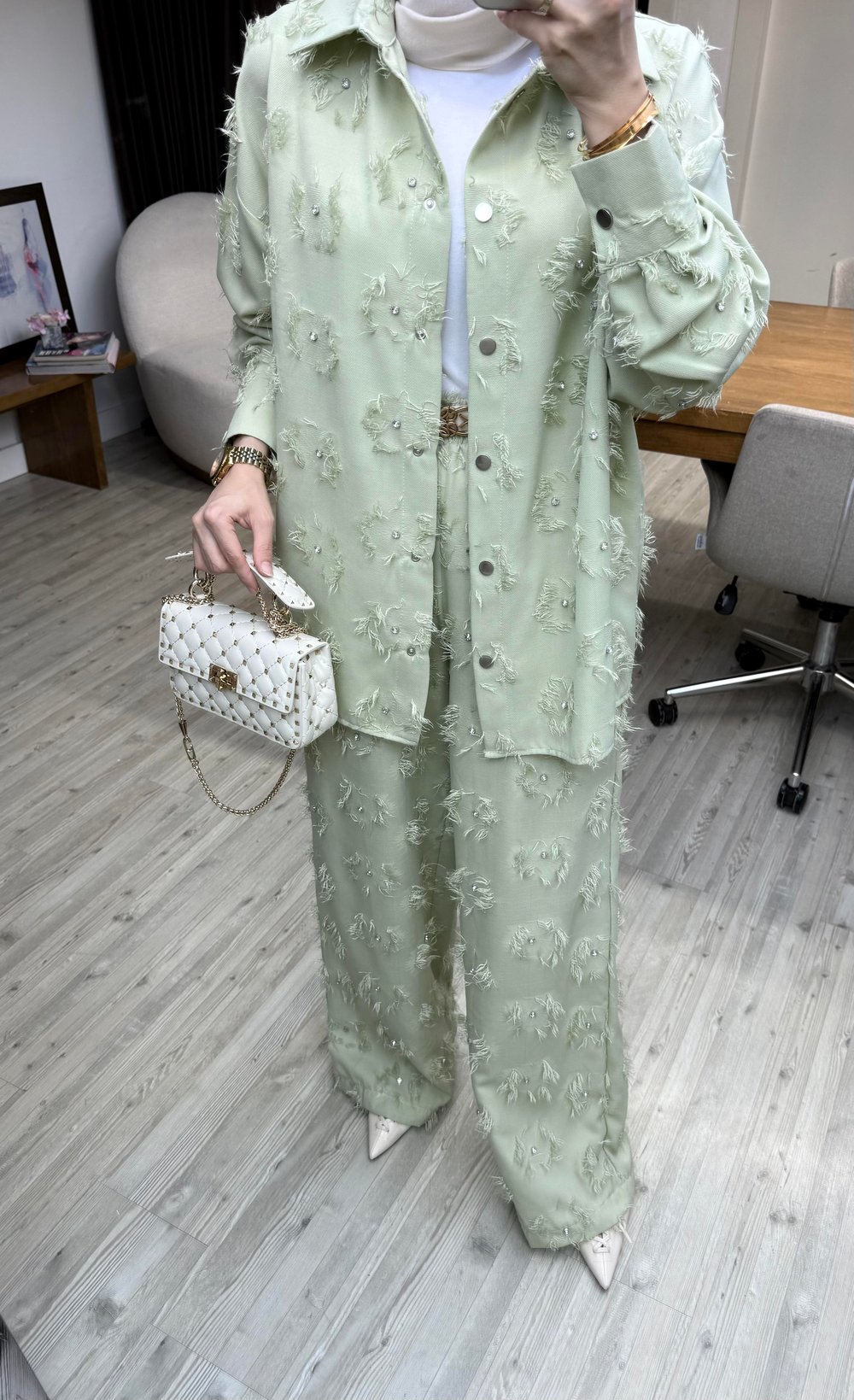 Swarovski Taşlı Takım -Olive