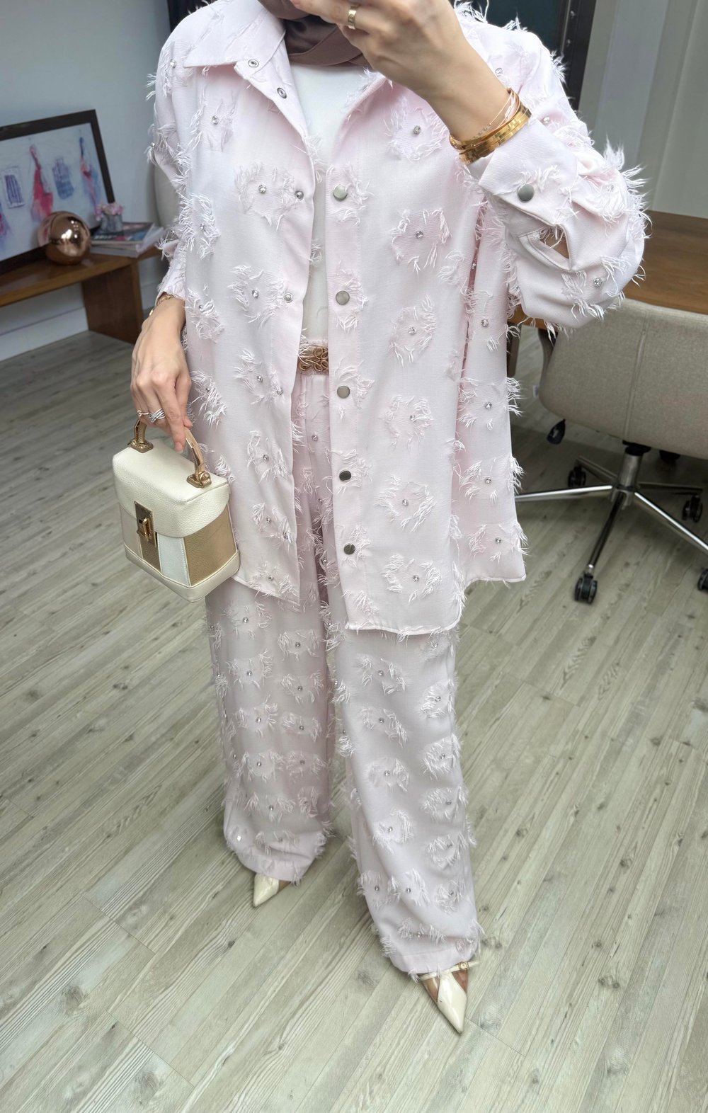Swarovski Taşlı Takım -Pembe