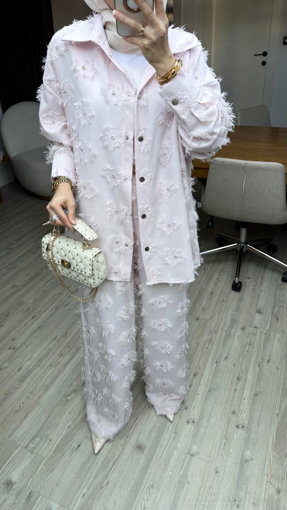Swarovski Taşlı Takım -Pembe