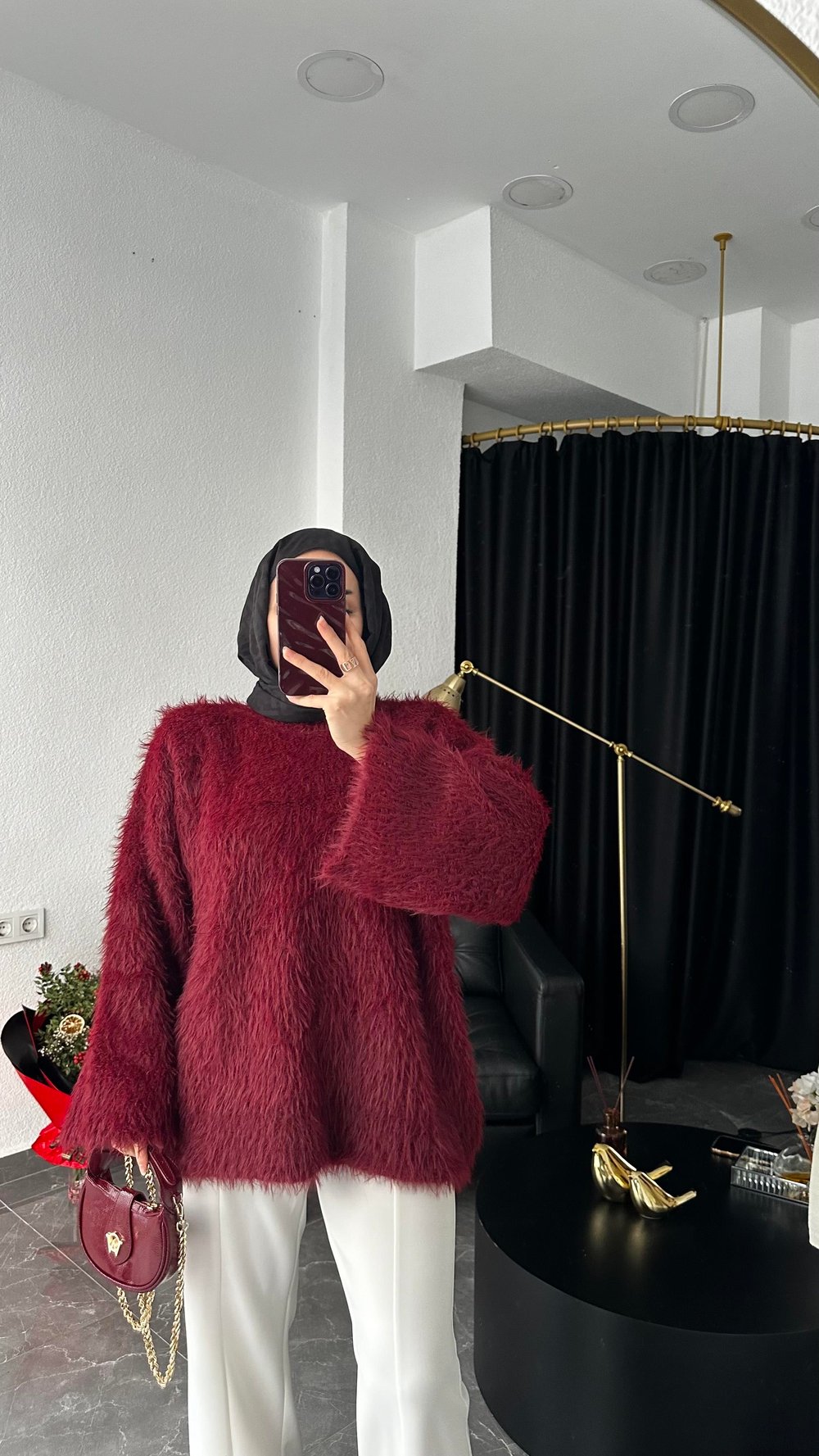 Uzun Tüylü Kazak / Bordo