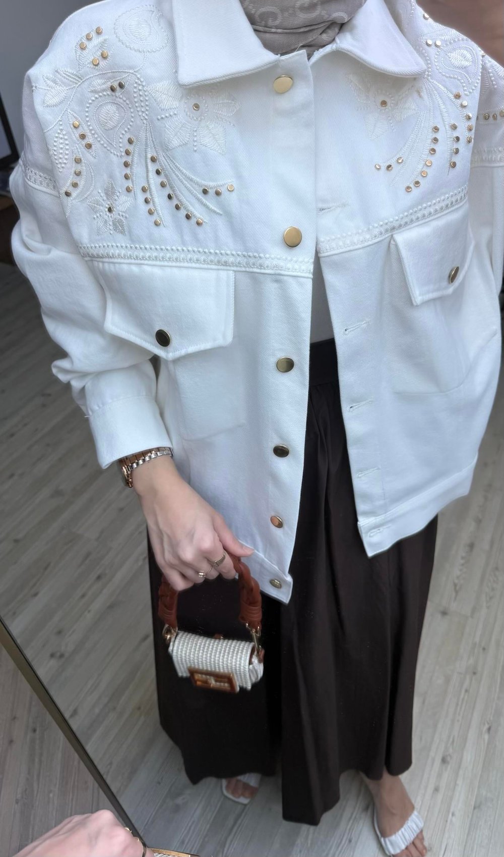 Volanlı Premium Poplin Etek Acı Kahve