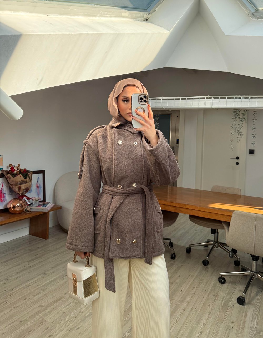 Yeni Model Rana Kaşe Kaban Vizon