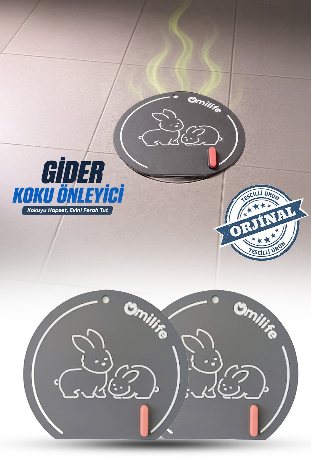 2 Adet Gri renk Silikon Gider Kapağı  Koku Önleyici Lavabo Banyo Mutfak Gider Tıkacı