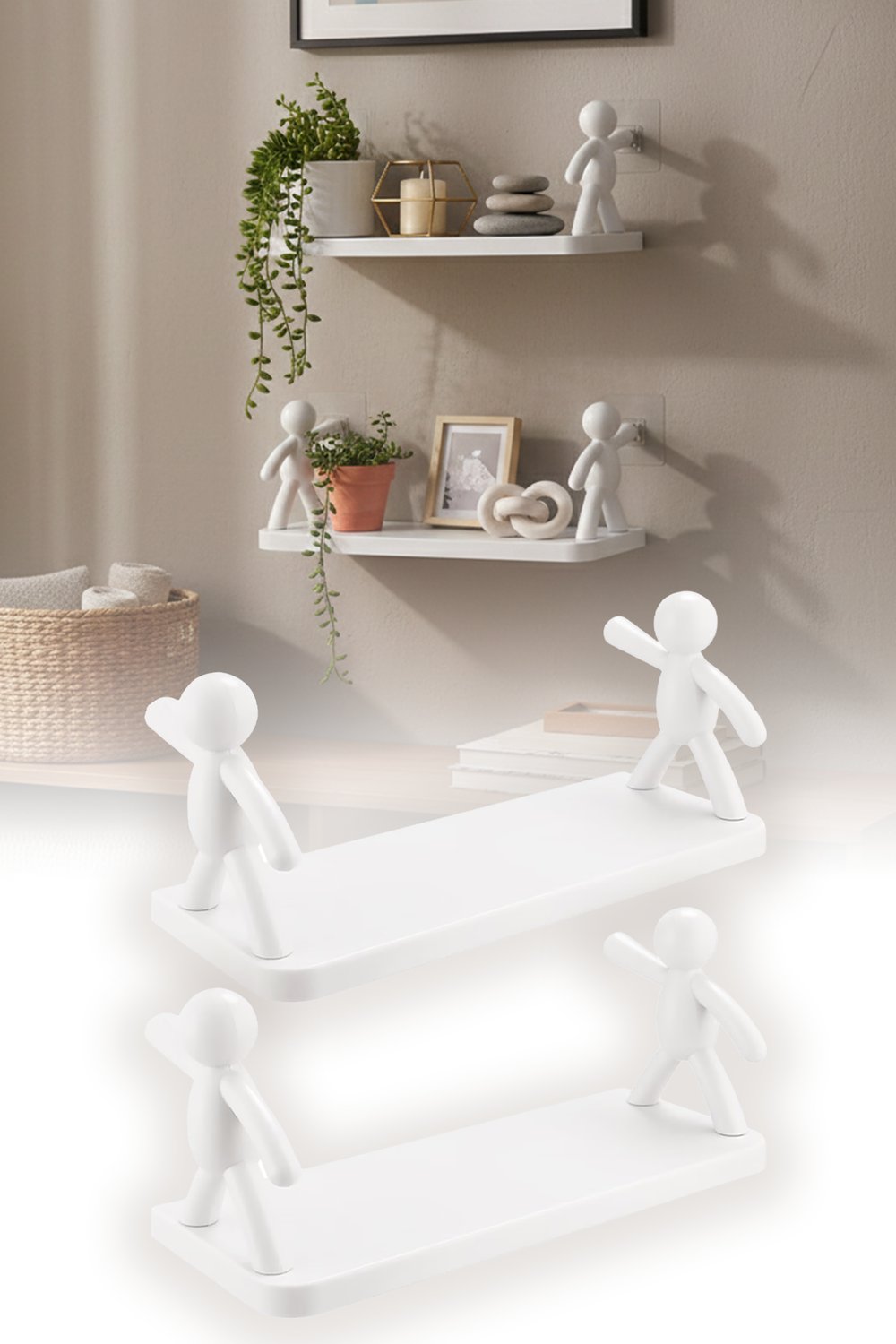 2 li Banyo Mutfak Organizer Şampuan Kozmetik Baharat Kavanoz Düzenleyici Yapışkanlı Raf Çöp Adam