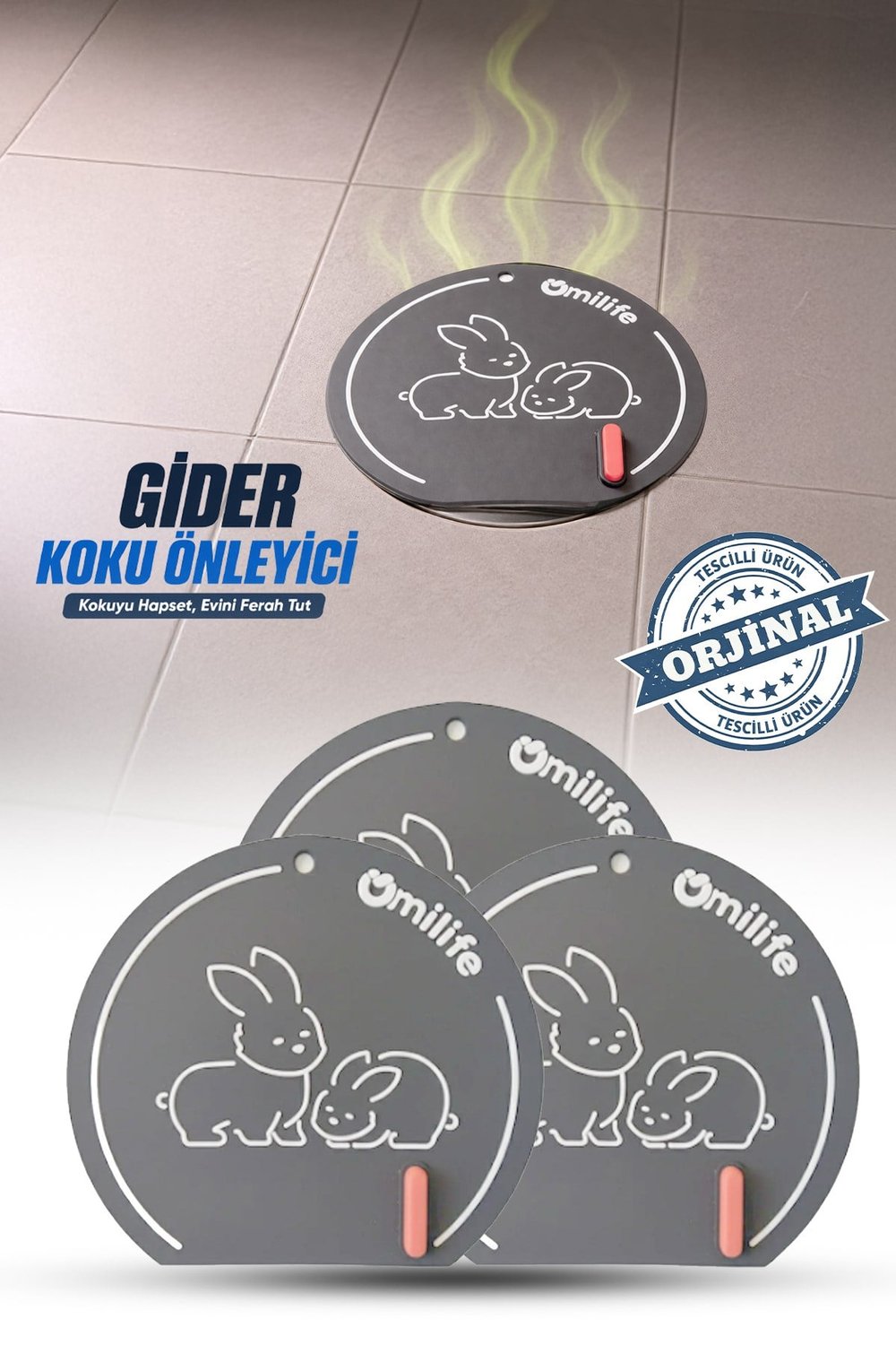 3 Adet Gri renk Silikon Gider Kapağı  Koku Önleyici Lavabo Banyo Mutfak Gider Tıkacı
