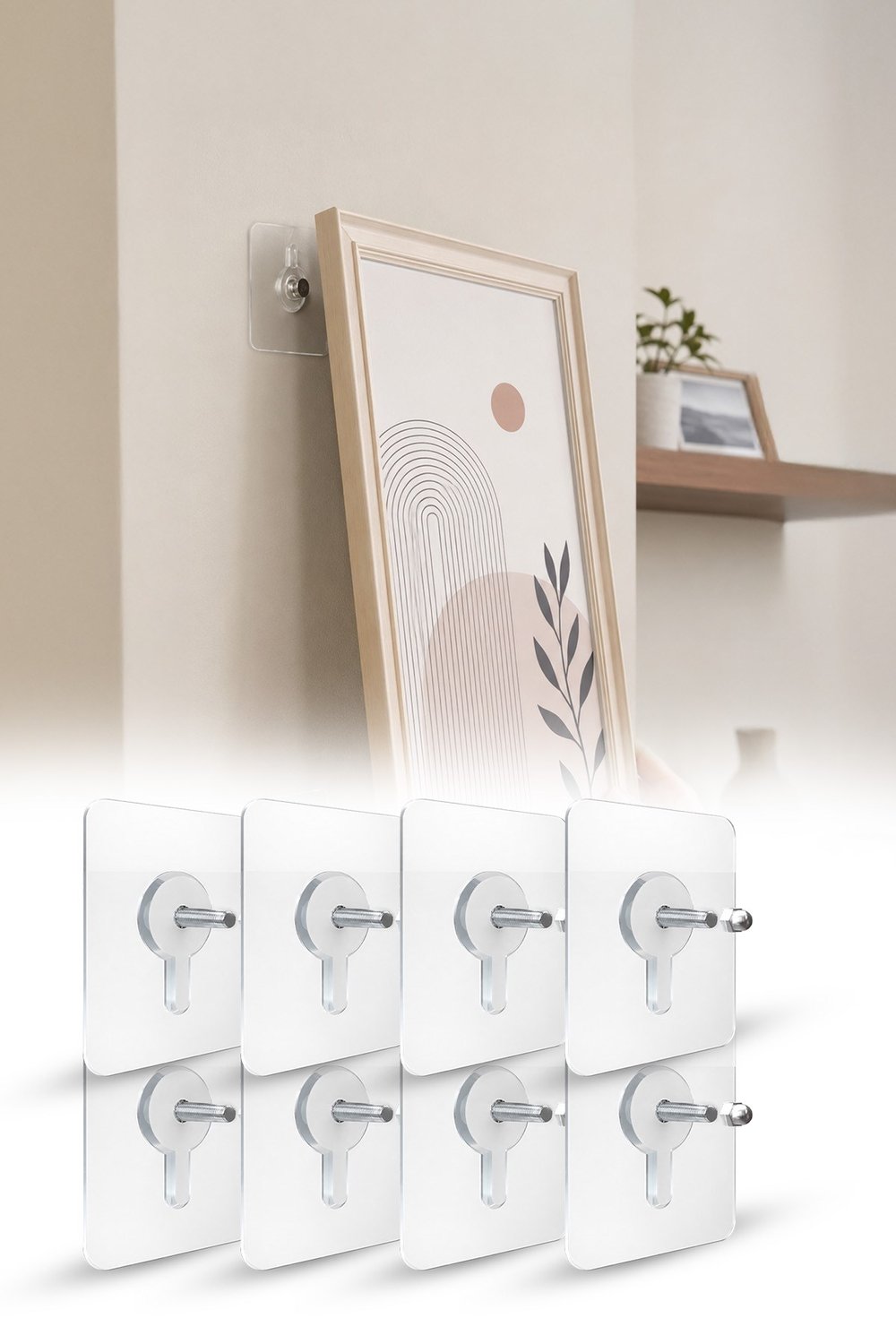 8 Adet Yapışkanlı Duvar Askısı Şeffaf Vidalı Kanca Güçlü Sabitleyici Banyo Mutfak Askı