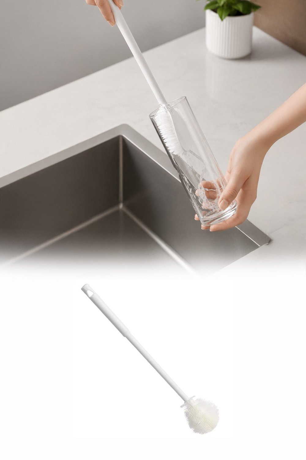 Beyaz Yaprak Model Silikon Uçlu Ekstra Yumuşak Bardak Şişe Ve Biberon Temizleme Fırçası