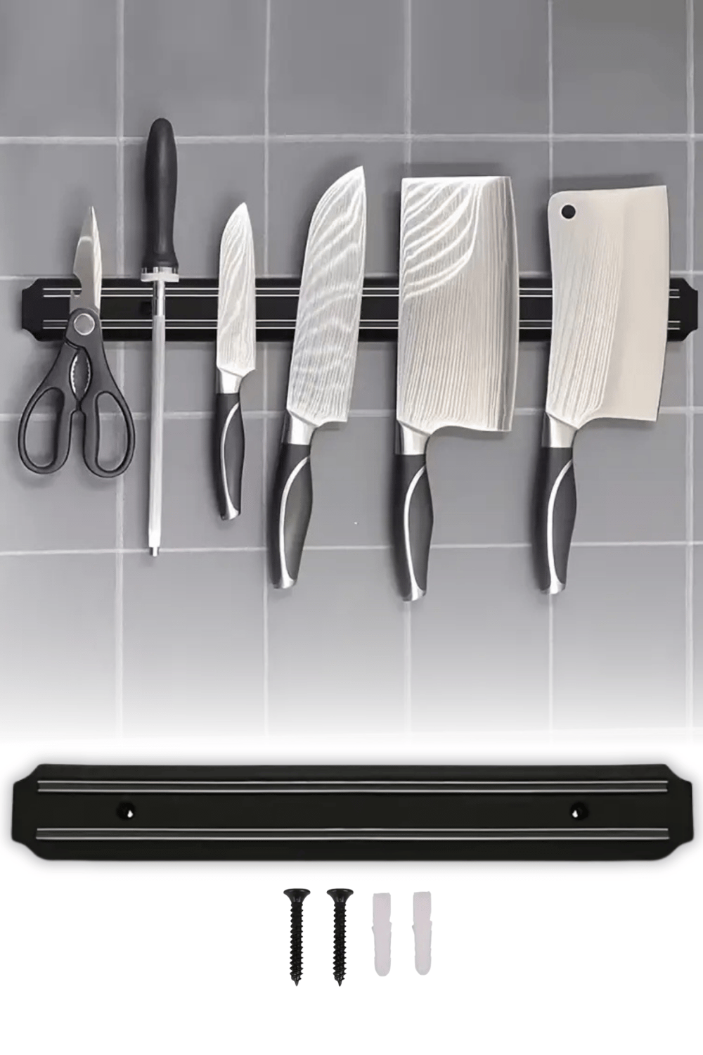 Bıçak Yapıştırma Mıknatısı 55 cm Duvar Tipi Mıknatıslı Bıçak Tutucu Pratik Mutfak Düzenleyici Paslanmaz Bıçaklık Kolay Montajlı Metal Yüzeyli Mıknatıslı Askı Bıçaklar İçin Şık ve Güvenli Saklama Çubuğu