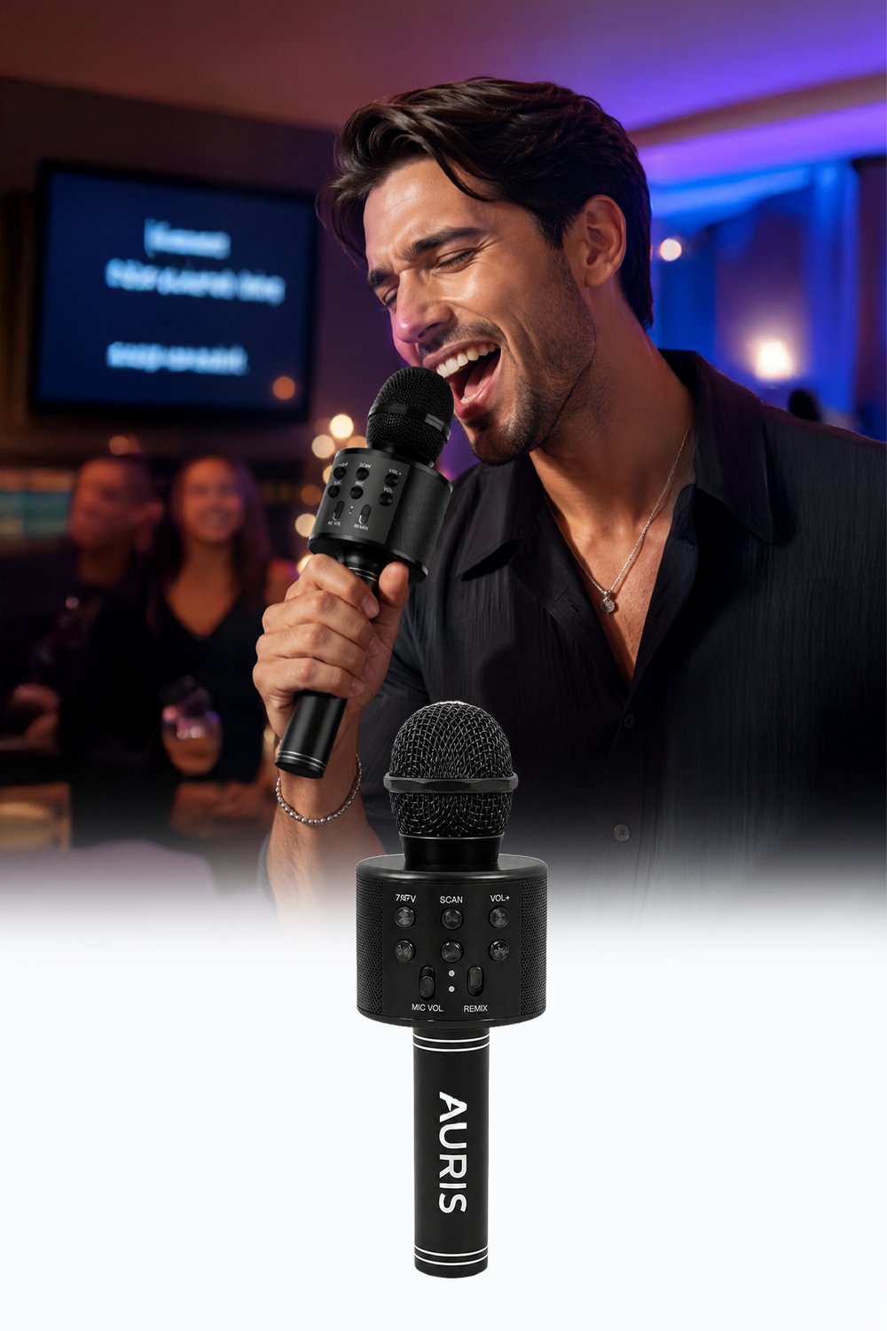 Bluetooth Karaoke Mikrofon Kablosuz Hoparlörlü Mikrofon USB Şarjlı Telefon Uyumlu