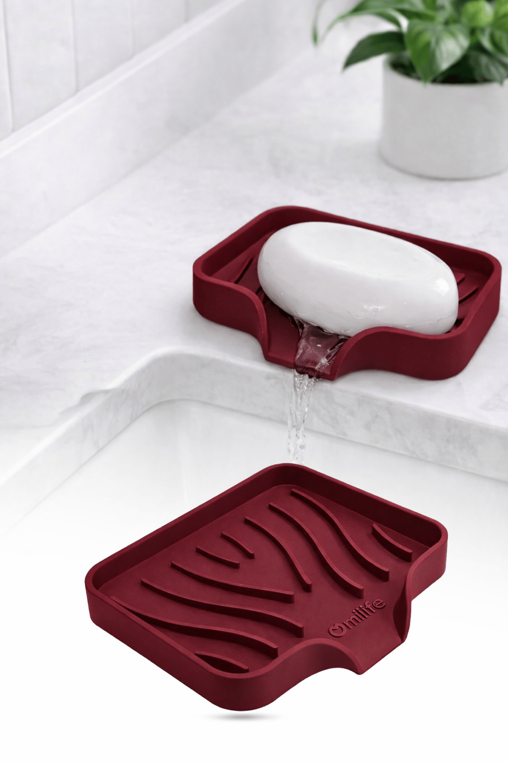 Bordo Silikon Mutfak Banyo Su Giderli Vantuzlu Esnek Sabunluk
