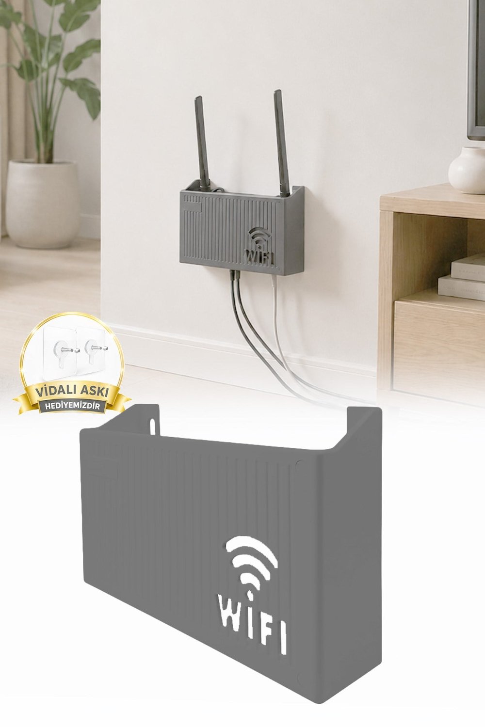 Duvara Asılabilir Modem Wifi Saklama Kutusu – Pleksi Minimalist Tasarım 25x15x6 cm