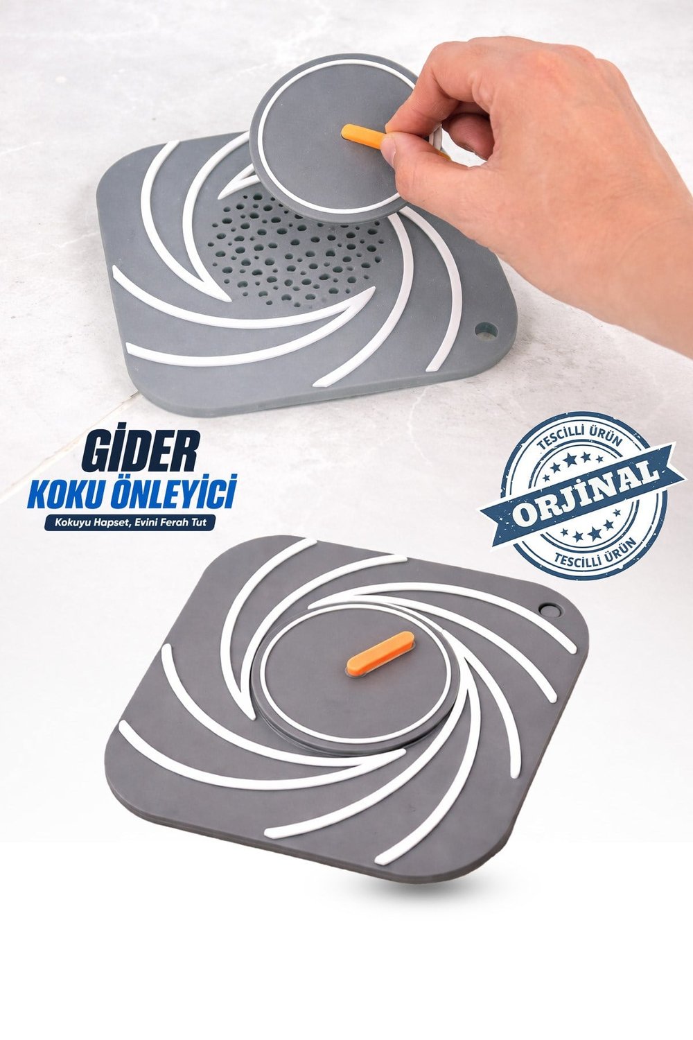 Gri Süzgeçli Silikon Lavabo Gider Kapağı Koku Önleyici Banyo Mutfak 15 cm