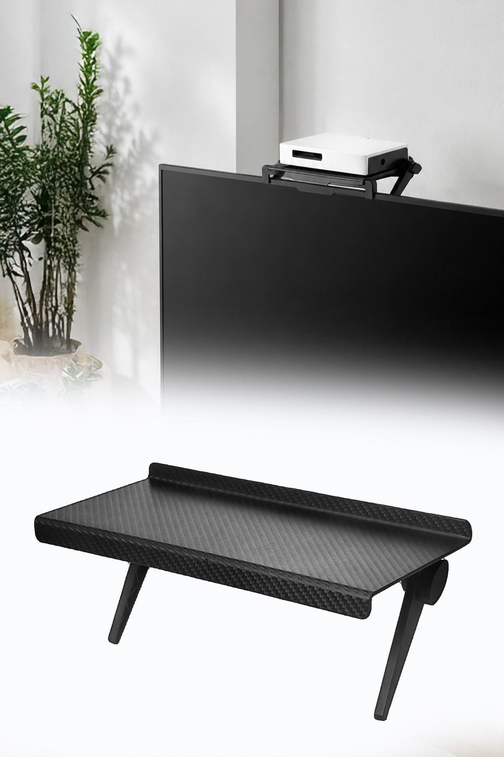 Katlanabilir Televizyon Üstü Raf Ekran Monitör Organizer Stand Kumanda Rafı 26x11,5 cm