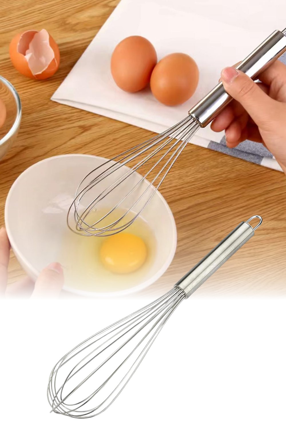 Metal Lux Çırpıcı 40 cm Paslanmaz Çelik Dayanıklı Mikser Kaşığı Ergonomik Saplı El Tipi Çırpma Aparatı Büyük Boy Mutfak Aleti Yüksek Isıya Dayanıklı Pratik Kullanımlı Çelik Çırpıcı