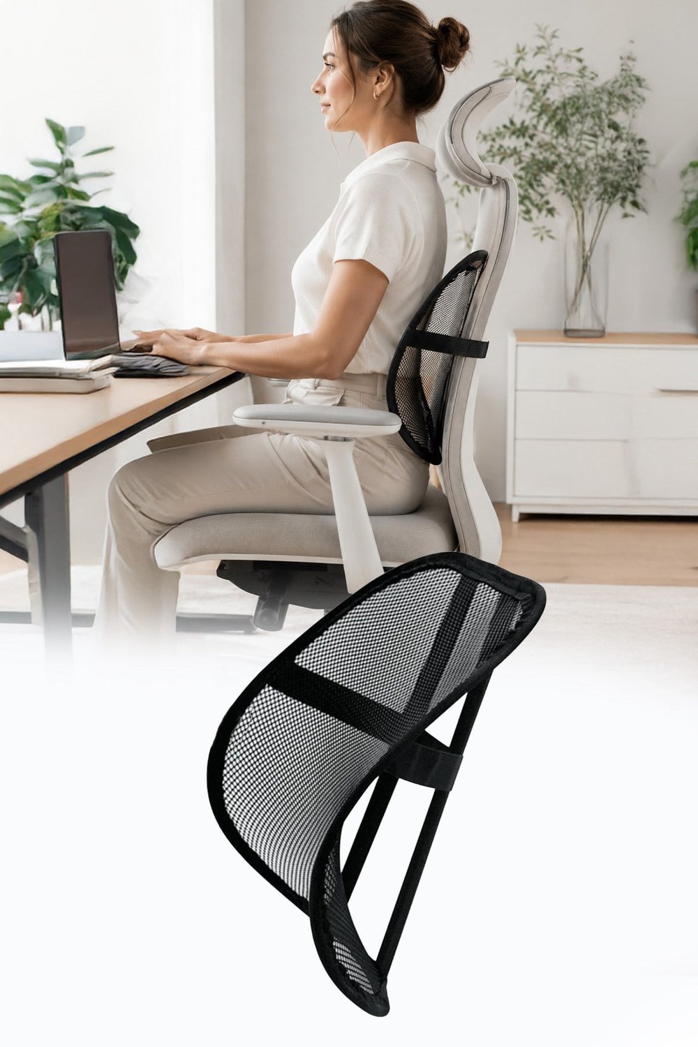 Ortopedik Bel Destek Yastığı Ofis Sandalyesi Bel Desteği Ergonomik Fileli Terletmeyen Kamburluk önleyici Bel Minderi