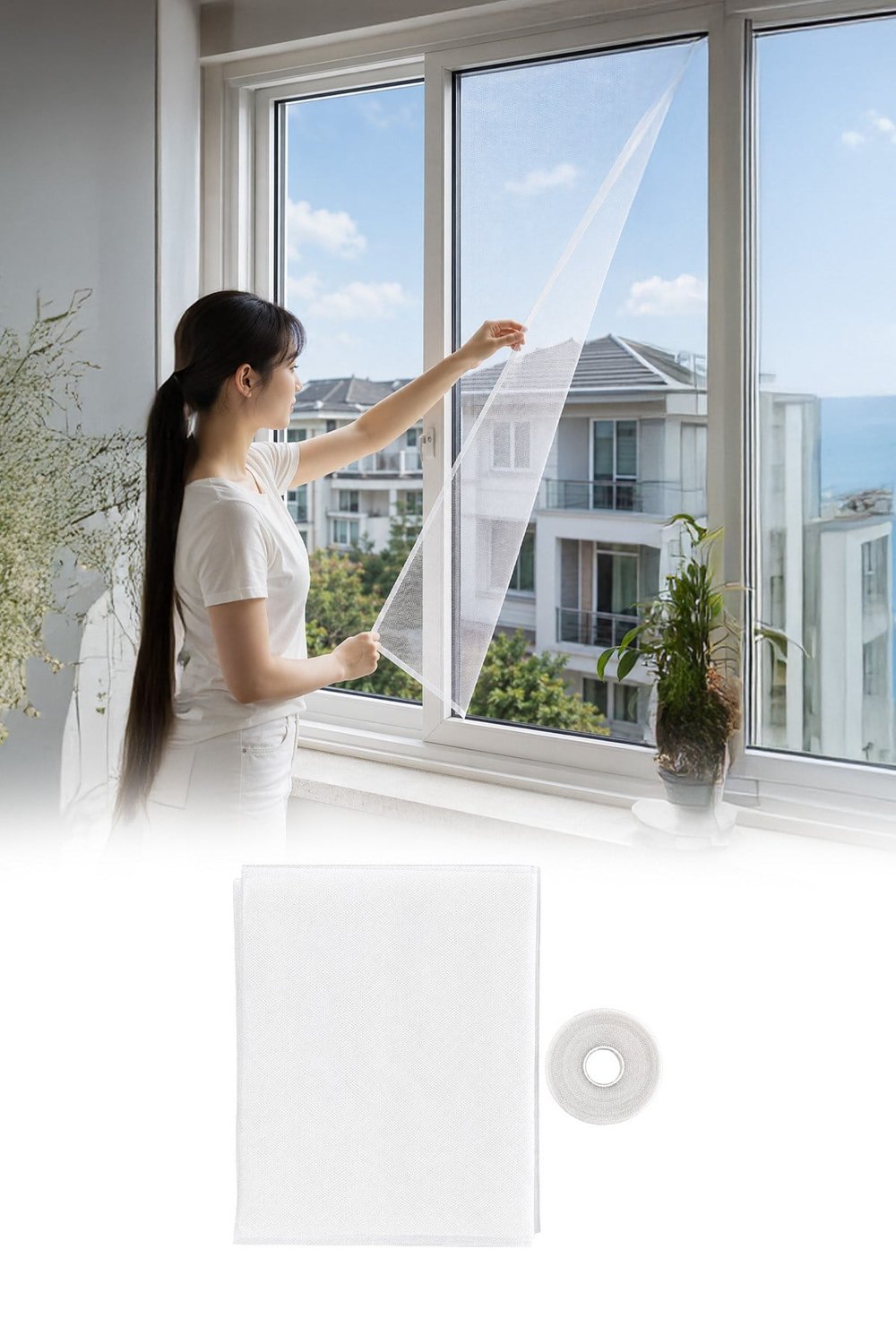 Pencere Sinekliği Tülü 130x150 CM Kendinden Yapışkanlı Sineklik Perde
