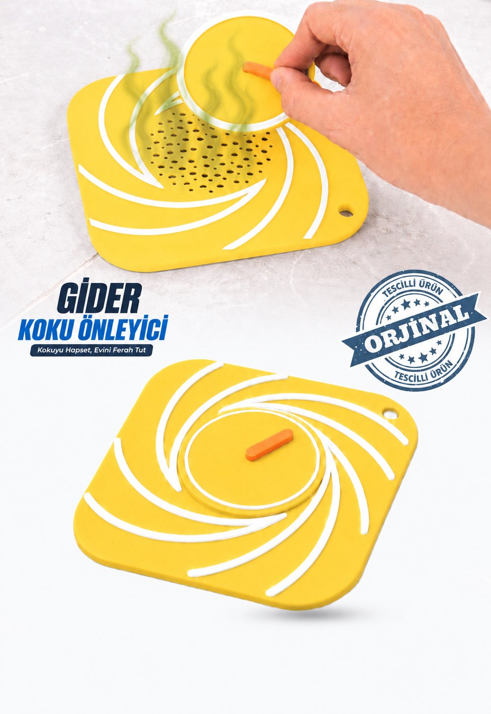 Sarı Silikon Gider Kapağı Delikli Koku Önleyici Lavabo Süzgeci Banyo Mutfak Gider Matı 15x15