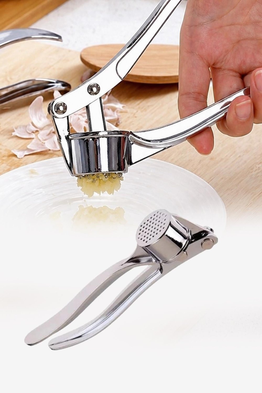 Sarımsak Ezici Paslanmaz Çelik Sarımsak Presi Ergonomik Saplı Mutfak Ezme Aparatı Pratik
