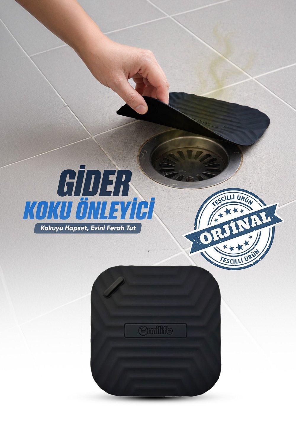 Siyah Kare Silikon Gider Kapağı Koku Önleyici Lavabo Banyo Mutfak Gider Tıkacı 14.5 cm