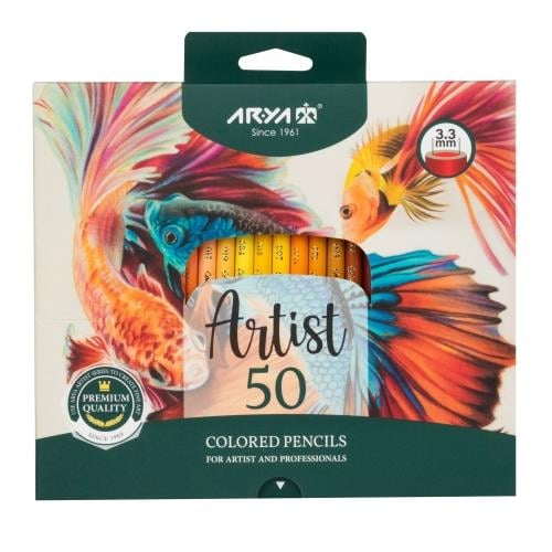 Arya Artist Profesyonel Kuru Boya Kalem Seti 50li