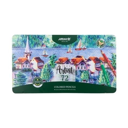 Arya Artist Profesyonel Metal Kutu Kuru Boya Kalem Seti 72'li