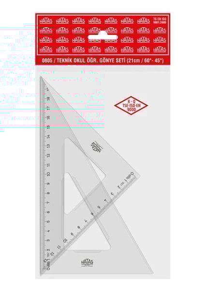 Hatas Teknik Okul Gönye Seti 32CM 60° ve 45°