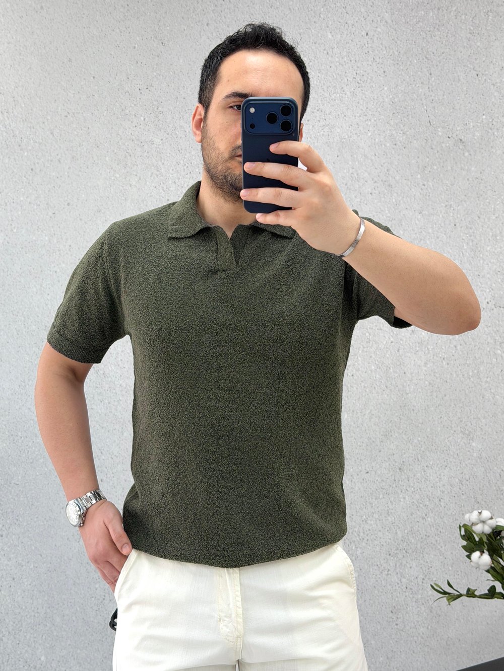 Haki Regular Fit Örme T-shirt T0025