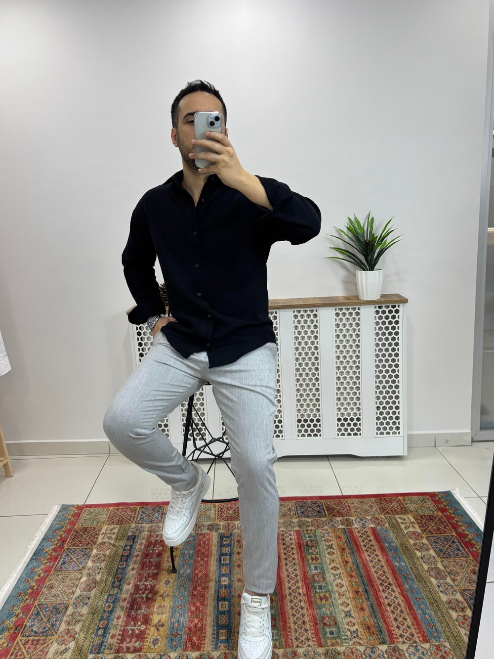 Siyah Oversize Muslin Gömlek G0017