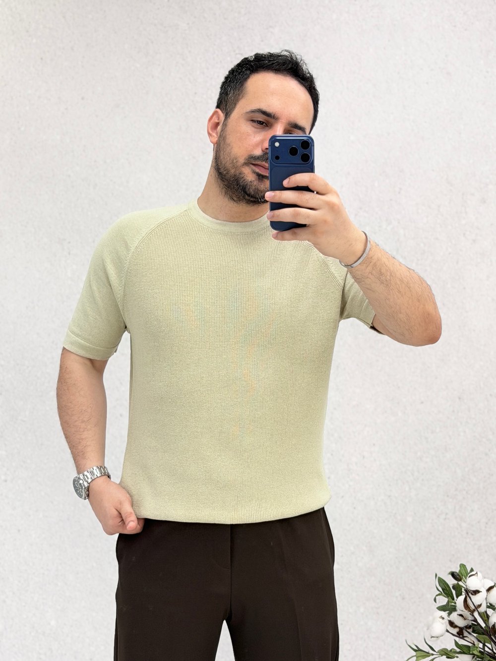 Taş Rengi Triko T-shirt T0029