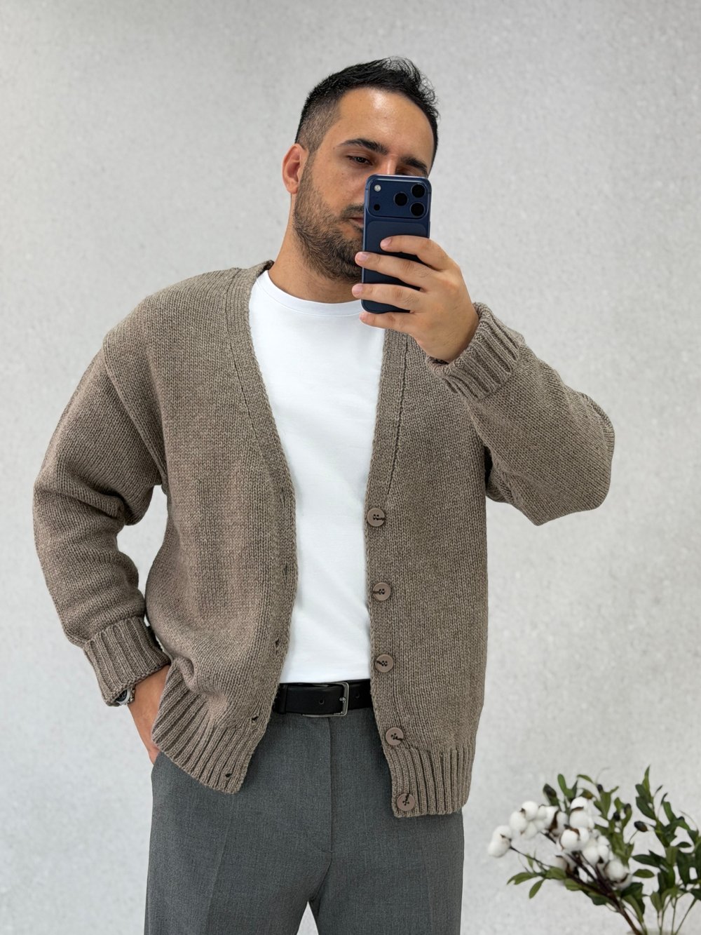 Wool Yün Hırka Ceket Vizon Rengi K0027