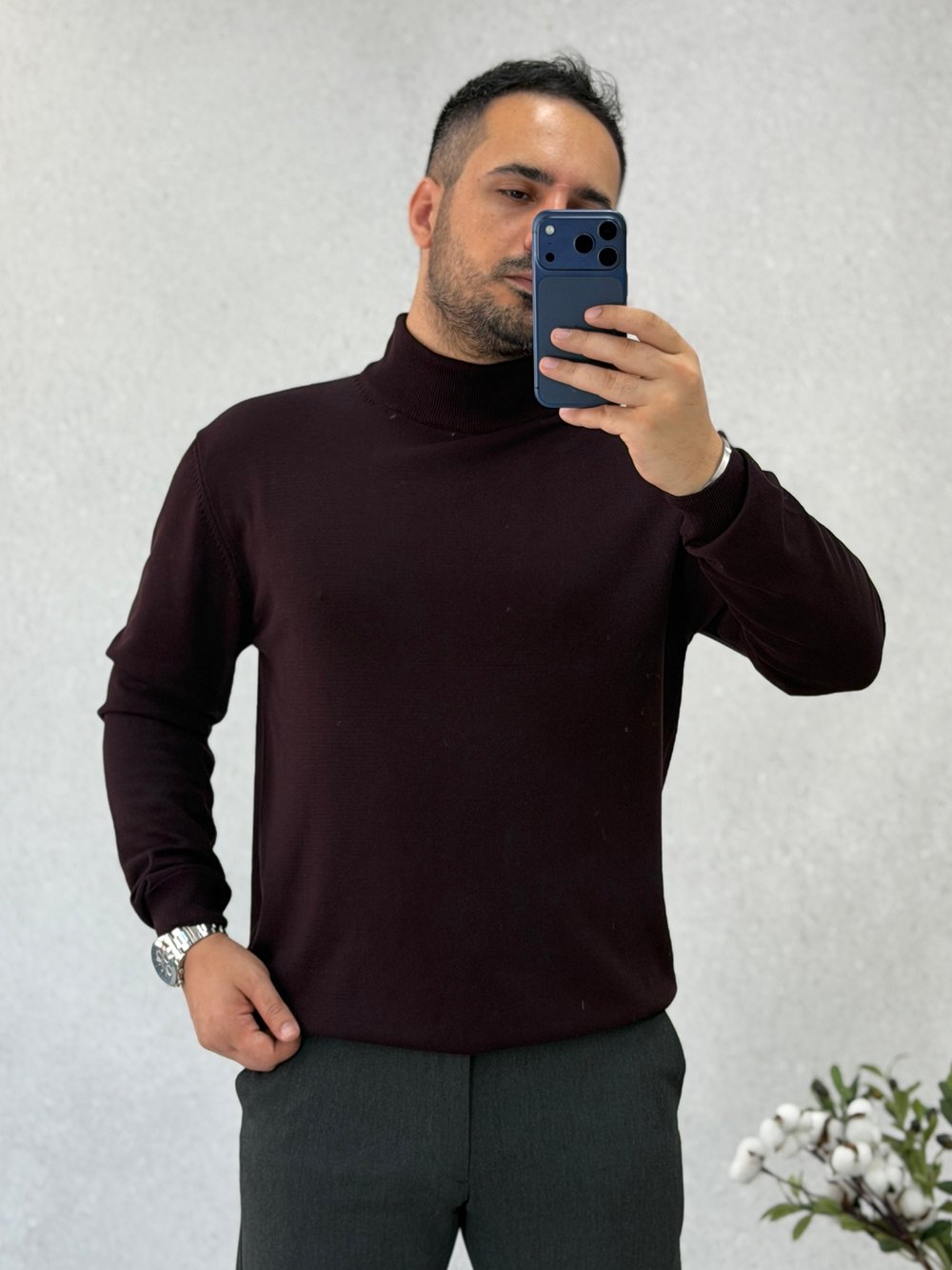 Yarım Balıkçı Yaka Mürdüm Triko K0025