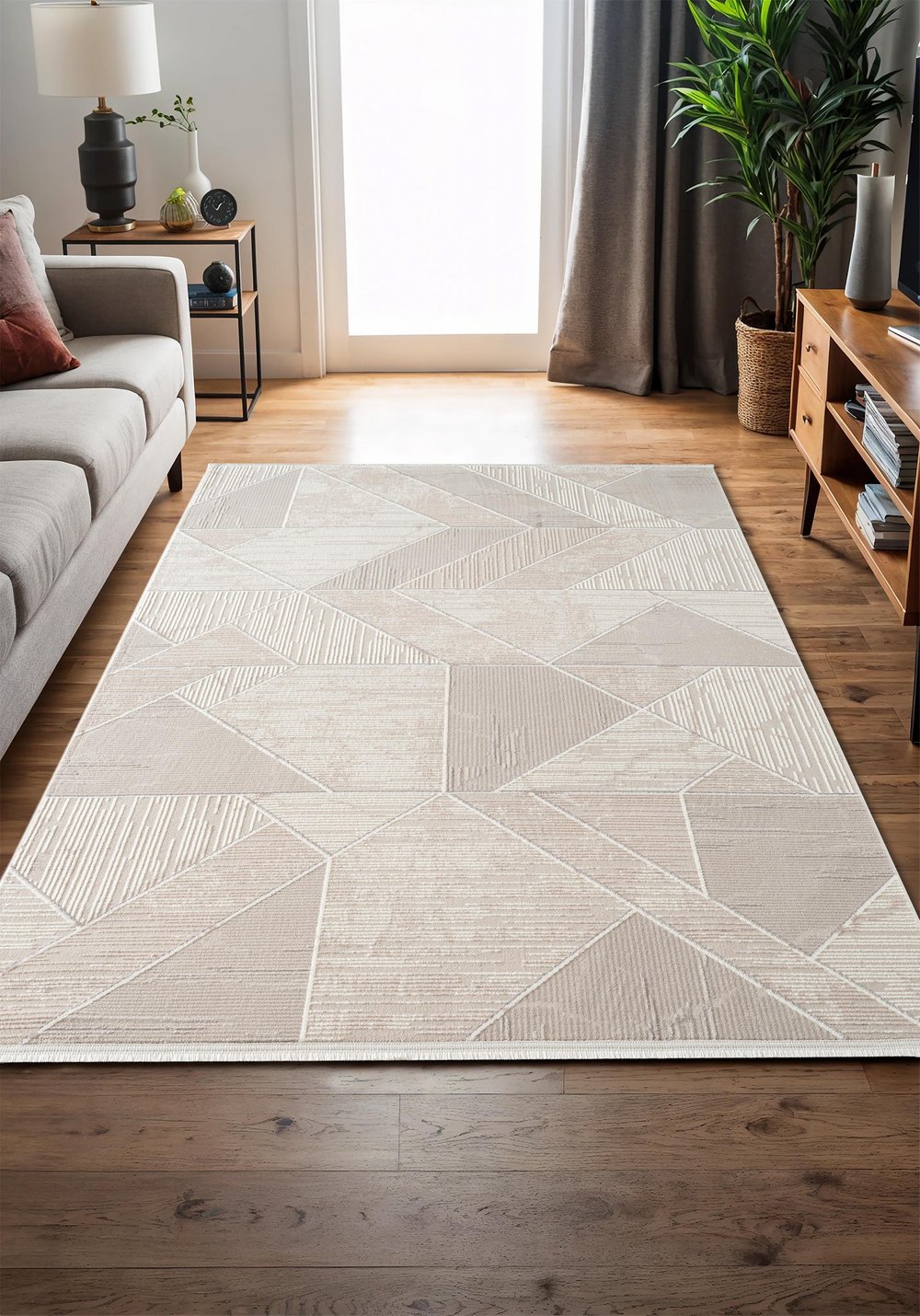 Armada AD003G Akrilik Gri Halı Modern Geometrik Detaylı