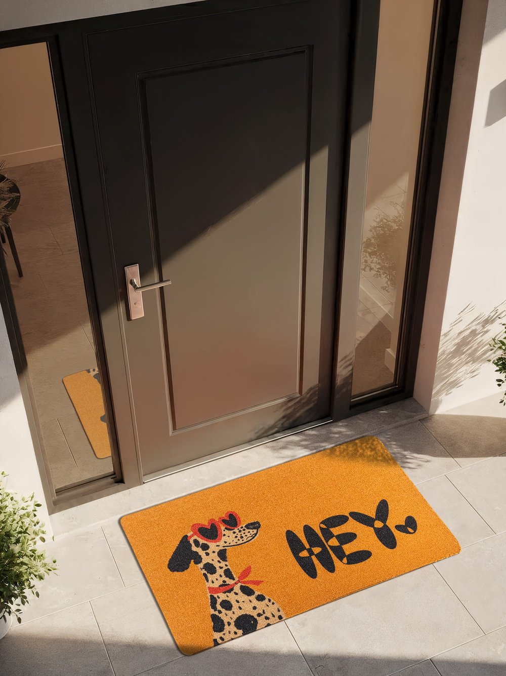 CocoJoy PJ009A Hey Köpek Desenli Kalın Kaymaz Taban Nem Alıcı Şık Tasarım Kapı Önü Paspası