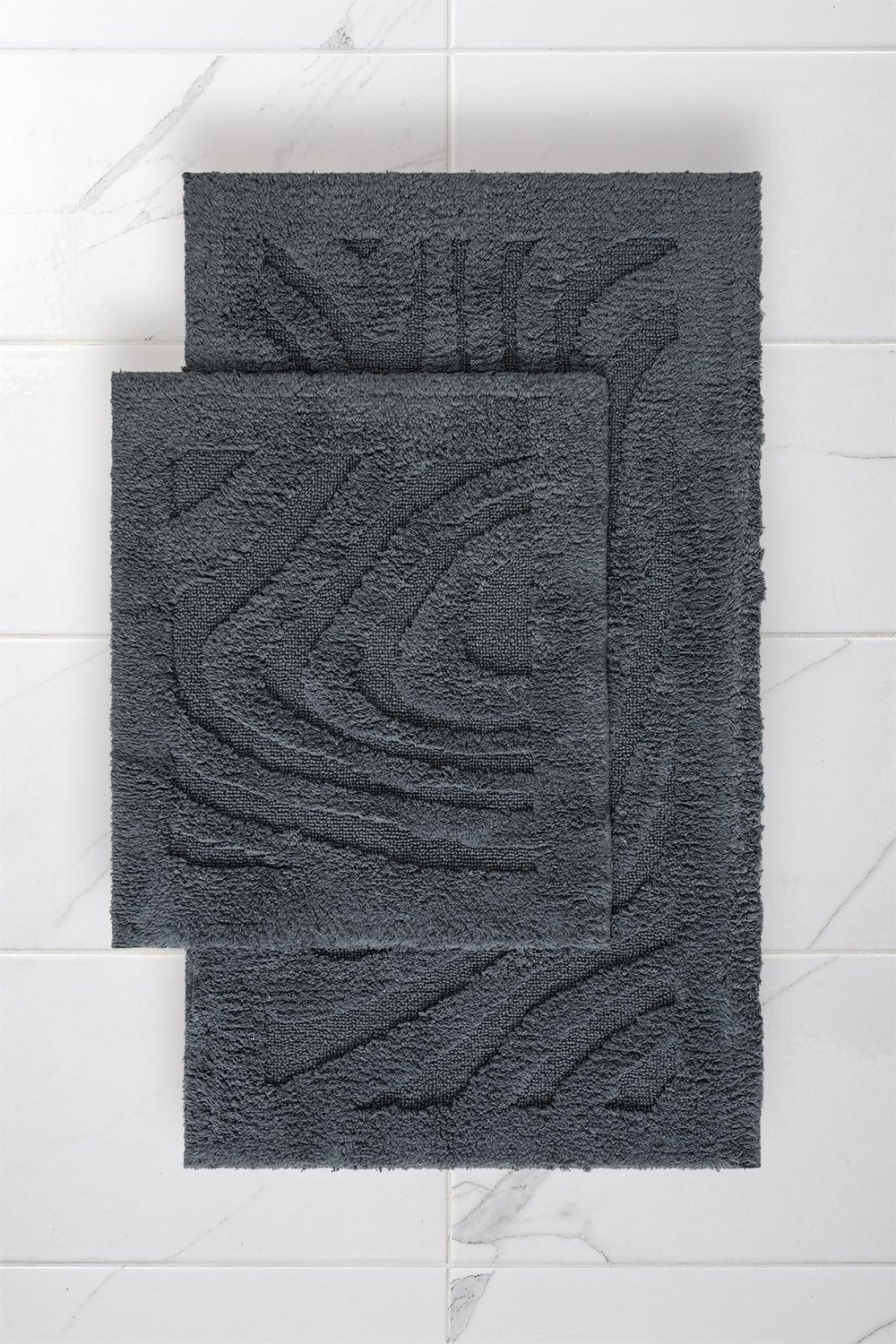 Lilly 2'li Gri Pamuk Banyo Paspas Seti Yıkanabilir 60x100 + 60x50cm, LL003G