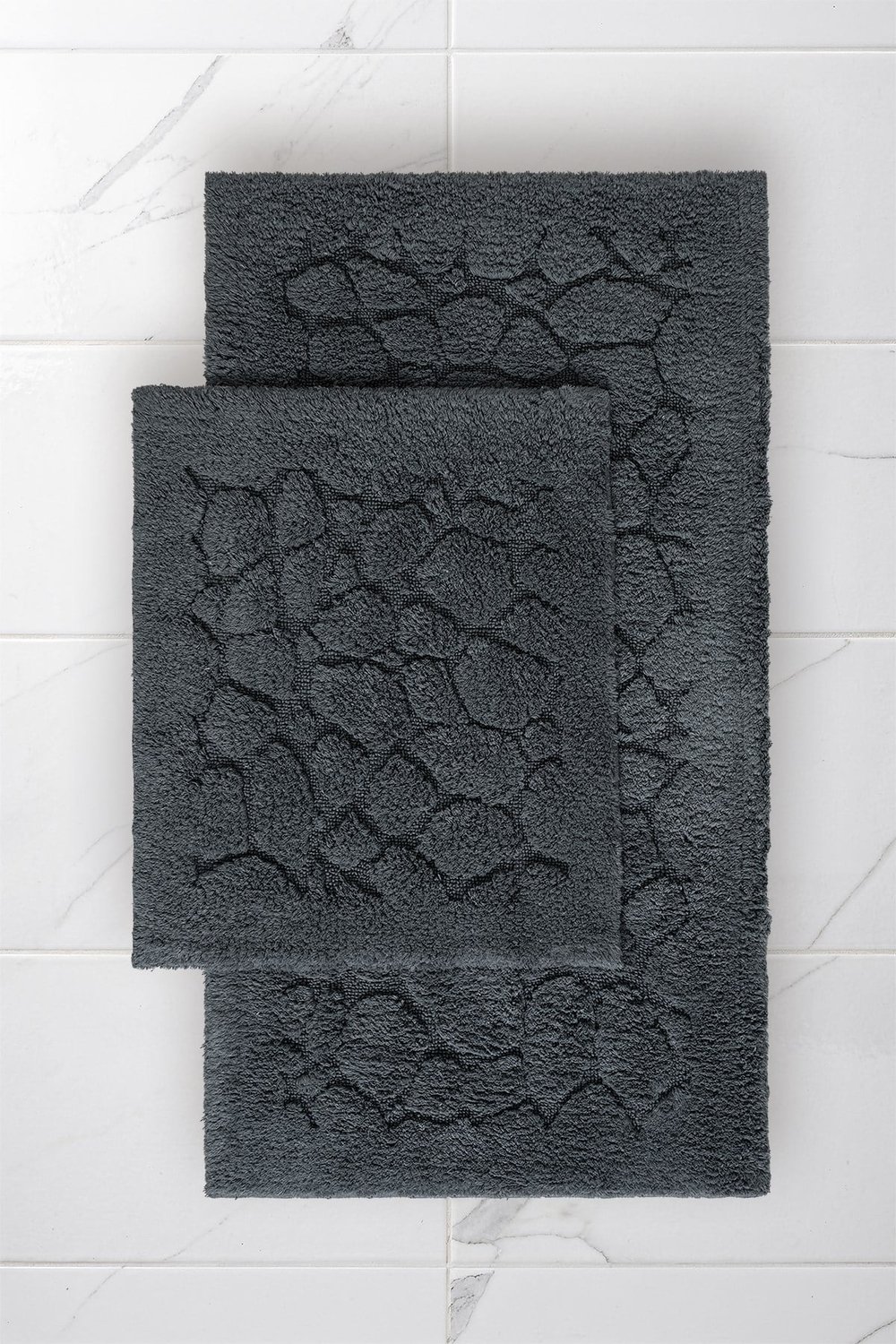 Lilly 2'li Gri Pamuk Banyo Paspas Seti Yıkanabilir 60x100 + 60x50cm, LL002G