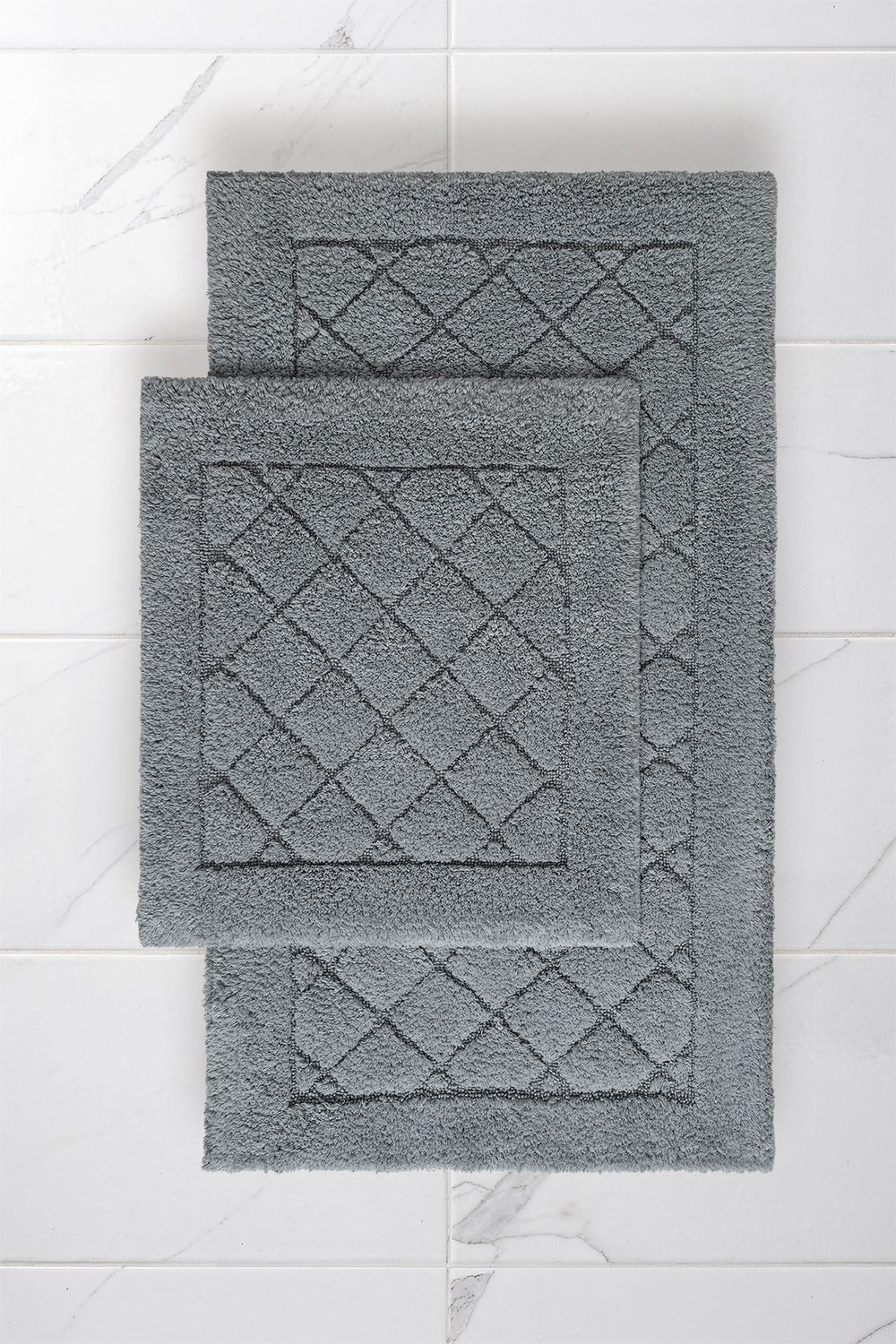 Lilly 2'li Gri Pamuk Banyo Paspas Seti Yıkanabilir 60x100 + 60x50cm, LL005G