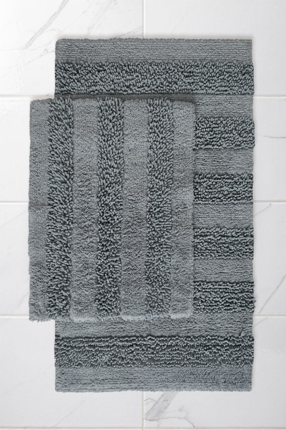 Macaroni 2'li Pamuk Banyo Paspas Seti Yumuşak Dokulu Gri Yıkanabilir 60x100 + 60x50cm, MX001G