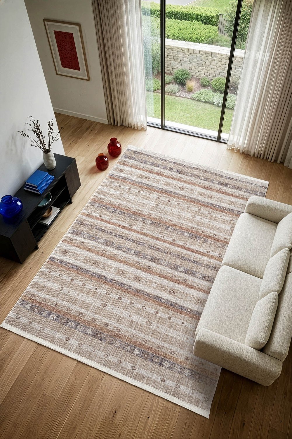 Midas MP008R Krem Renkli Vintage Modern Salon Koridor Yatak ve Oturma Odası Halısı