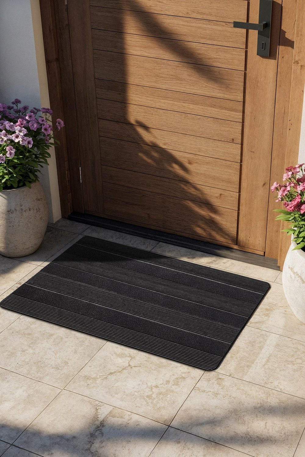 Ps034a Siyah Kaymaz Taban Nem Alıcı Toz Alıcı Kapı Önü Paspası Uv Dayanıklı 45x70 Cm