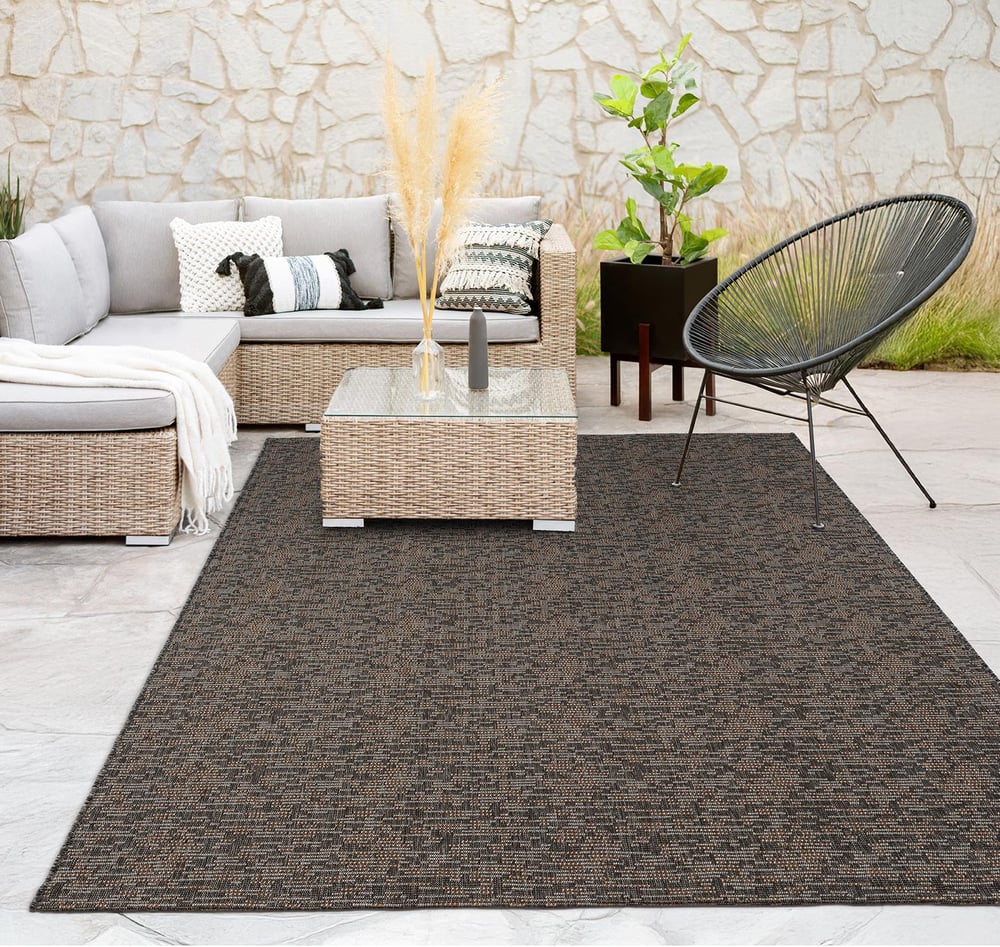 Tiora TI005A Antrasit Jüt Halı Naturel Sisal Örme Hasır Modern Yıkanabilir Dayanıklı Tozu Yok