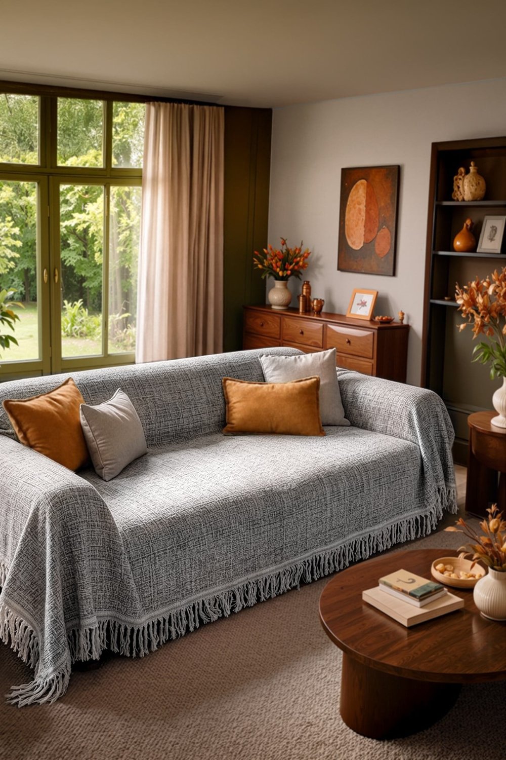 Çift Taraflı Pamuklu Kaymaz Koltuk Örtüsü 170X220cm - Gri Çok Amaçlı Örtü Pike Koltuk Şalı