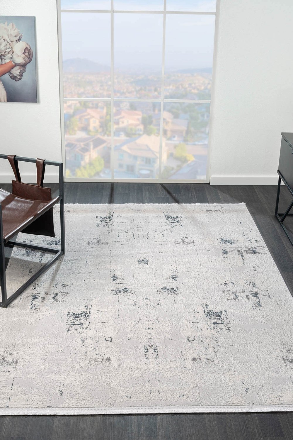 Quatro QU008A Gri Halı Modern Desen Pamuk Taban Salon Halısı Yatak Odası Mutfak Koridor